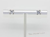 Cpe046 Fashion silver tone metal earrings with zircon beads (ten pairs)