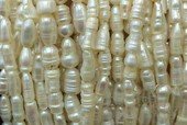 Freshwater Pearls, Flat Biwa Stick Shaped, Center-Drilled, Natural Peach  Approx. 10x25mm (16 Strand)