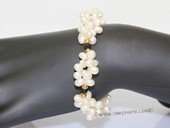 pbr588 White side-drilled pearl and agate beads bracelet