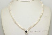 pn800 Hand knotted 4-5mm white potato pearl cluster necklace