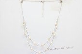 pn805  6-7mm White Barque Freshwater Pearl Sterling Silver  Chain Necklace
