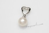 Spp390 Genuine 8-9mm Round Pearl Sterling Silver Pendant with Heart Bail