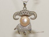 spp490 Sterling Silver Goat Zircon Pendant With Freshwater Pearl