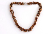 Tpn209 Designer Three Twisted Rows Side Drilled Necklace in Coffee color